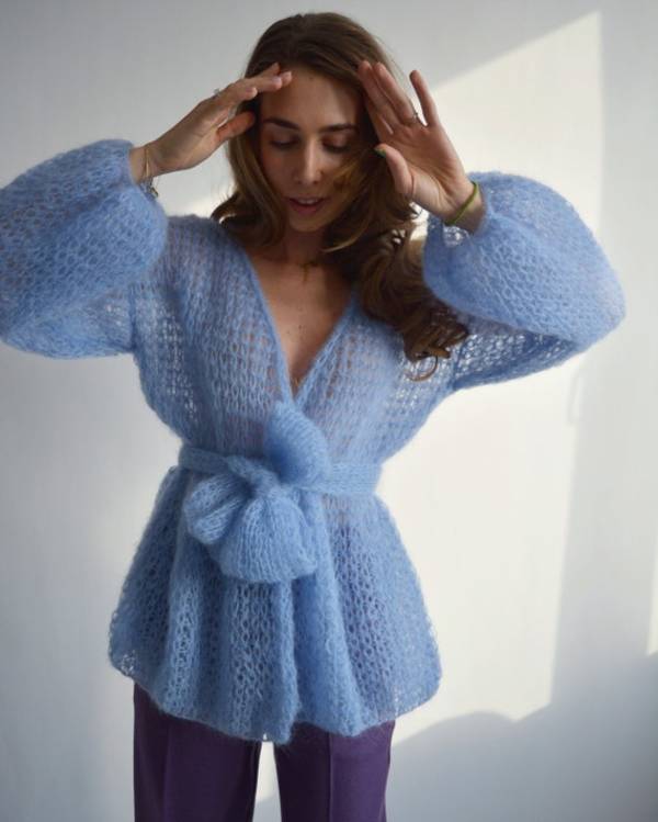 Stüssy '8-Ball' Mohair Cardigan (Spring 2026 Sky Blue)